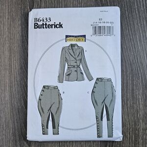 NEW Butterick B6433 Making History Misses' Jacket, Jodphurs and Breeches Pattern